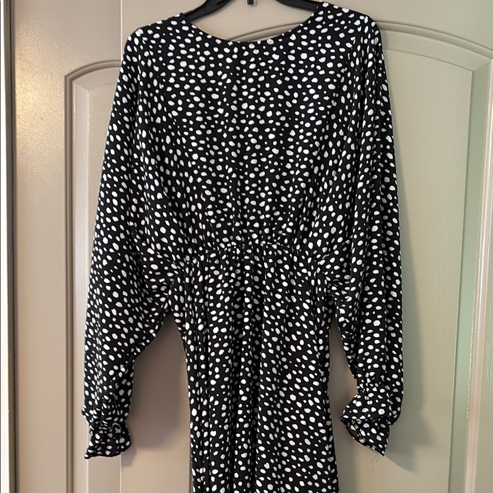 WinWin Black and White Dolman Sleeve Sheath Dress